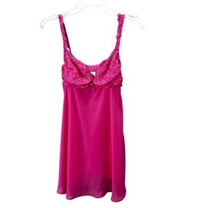 Victorias Secret Babydoll Nightie Lingerie Slip Dress size 34C Pink Mesh Lace